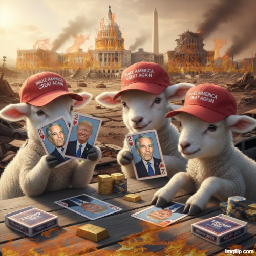 2 OF A KIND | image tagged in house of cards,playing cards,trump,jeffrey epstein,epstein,make america great again | made w/ Imgflip meme maker