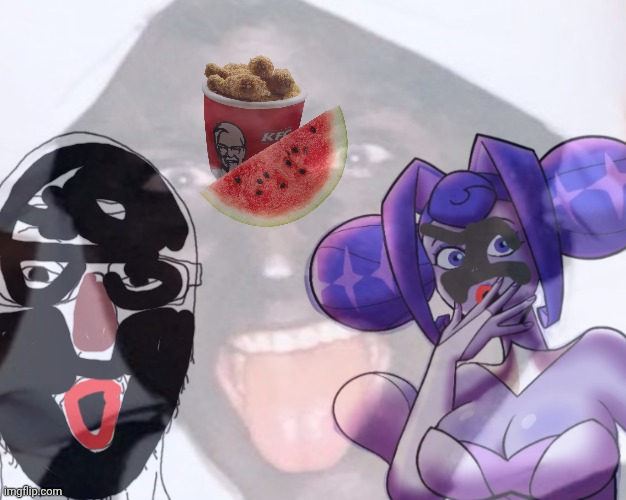 Soyjak and Princess Guinevere in blackface Blank Meme Template