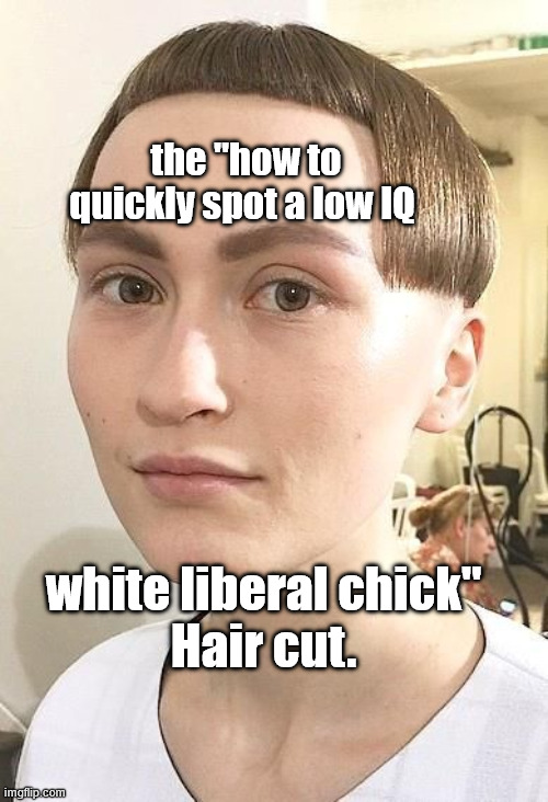 the "how to quickly spot a low IQ; white liberal chick" 

Hair cut. | made w/ Imgflip meme maker