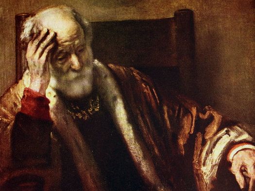 An Old Man in Thought by Rembrandt Blank Meme Template