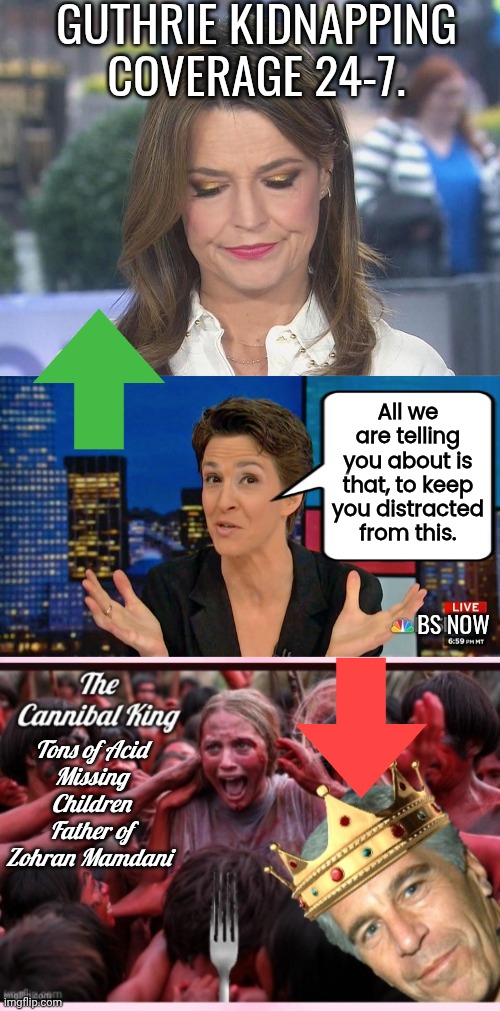 Hoax Media is distracting you | GUTHRIE KIDNAPPING COVERAGE 24-7. All we are telling you about is that, to keep you distracted from this. BS NOW; Tons of Acid
Missing Children
Father of Zohran Mamdani | image tagged in savannah guthrie,rachel maddow blame face,jeff epstein the cannibal king | made w/ Imgflip meme maker