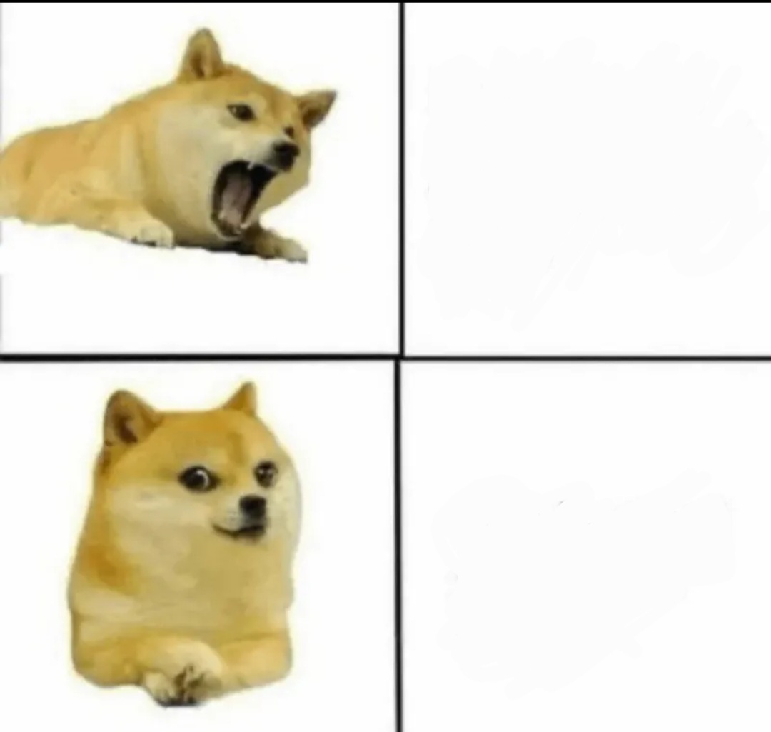 Alarmed VS Cute Doge Blank Meme Template
