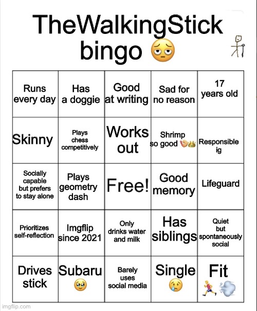 repost cuz it didn’t get many reposts :( | image tagged in thewalkingstick bingo,msmg | made w/ Imgflip meme maker