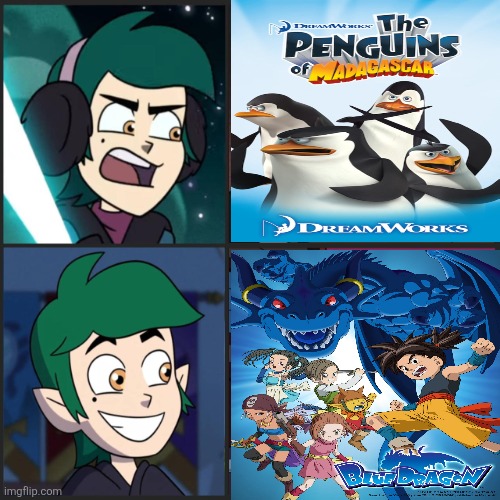 I prefer Blue dragon anime over the penguins of madagascar | image tagged in the owl house | made w/ Imgflip meme maker
