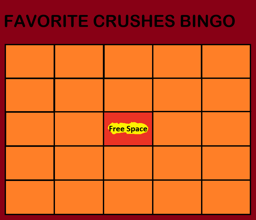 Favorite Crushes Bingo Blank Meme Template