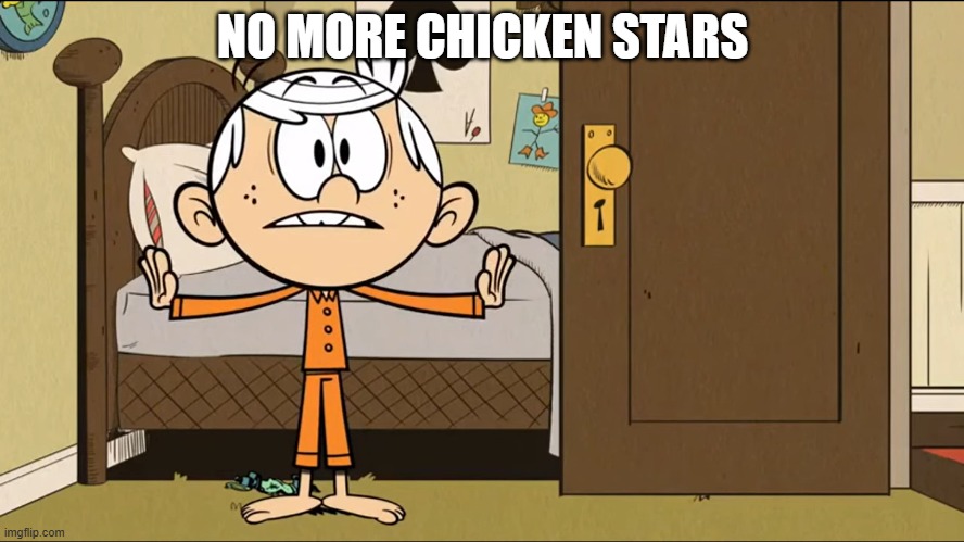 No more chicken stars | NO MORE CHICKEN STARS | image tagged in the loud house,lincoln loud,chicken stars,67,brainrot,the great meme reset | made w/ Imgflip meme maker