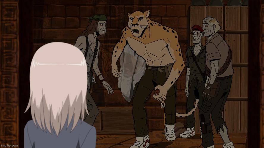 Erika encountering mutants | image tagged in girls und panzer,venture bros,girls und venture,parody,meme,crossover | made w/ Imgflip meme maker