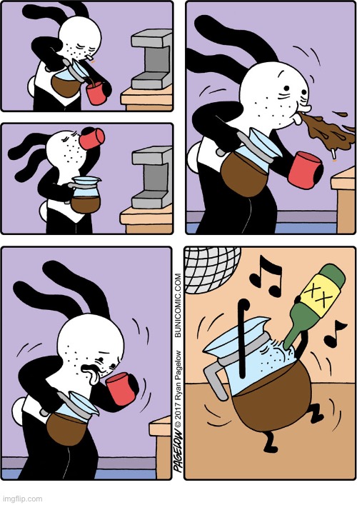 Buni Comics | image tagged in comics,buni comics,coffee,drunk,coffee pot,dad | made w/ Imgflip meme maker