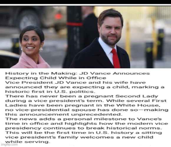 congrats to  Mr. & Mrs J.D. Vance! | image tagged in vpjdvance,baby | made w/ Imgflip meme maker