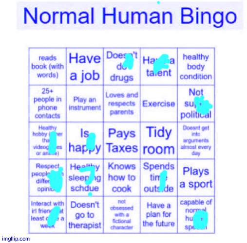 Normal human bingo | image tagged in normal human bingo | made w/ Imgflip meme maker
