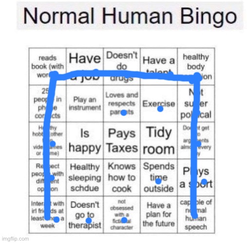 Normal human bingo | image tagged in normal human bingo,msmg | made w/ Imgflip meme maker