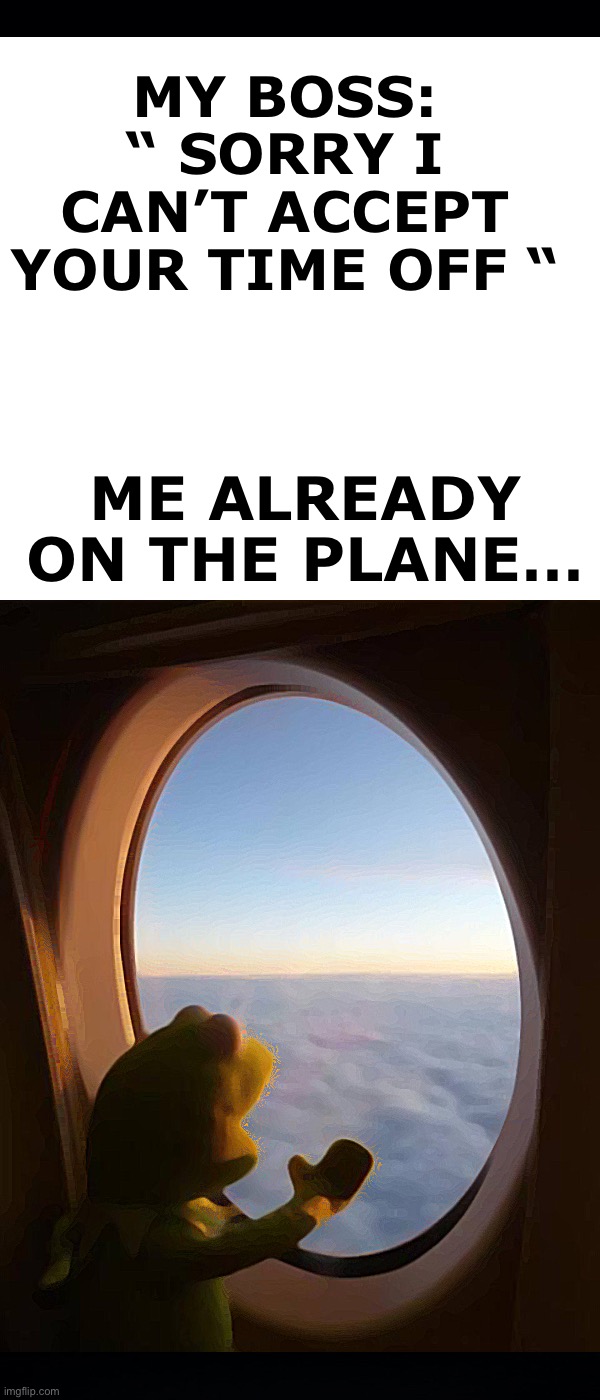 Life isn’t fair | MY BOSS: “ SORRY I CAN’T ACCEPT YOUR TIME OFF “; ME ALREADY ON THE PLANE… | image tagged in memes,gifs,funny,relatable,relatable memes | made w/ Imgflip meme maker