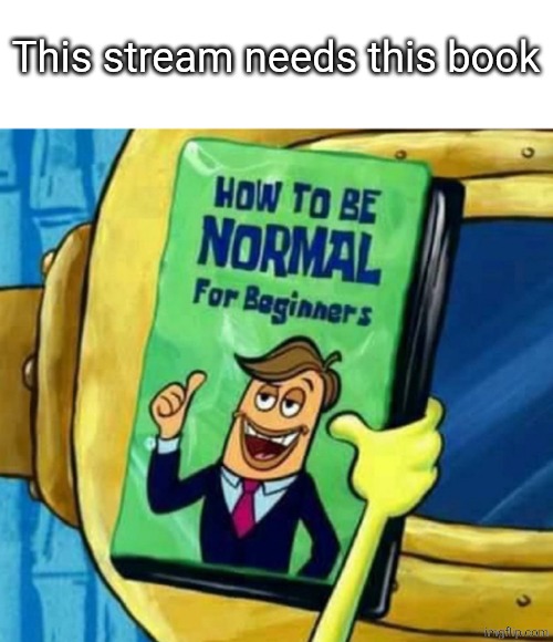 How to be normal for beginners | This stream needs this book | image tagged in how to be normal for beginners | made w/ Imgflip meme maker