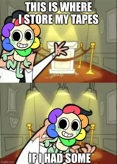 Dandy Meme | THIS IS WHERE I STORE MY TAPES; IF I HAD SOME | image tagged in memes,this is where i'd put my trophy if i had one | made w/ Imgflip meme maker