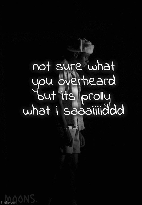 bih im out here leavin yall on the feeeed | not sure what you overheard but its prolly what i saaaiiiiddd | image tagged in moons tyler temp | made w/ Imgflip meme maker