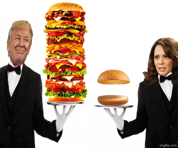 Trump burger vs Kamala burger for America | image tagged in trump burger vs kamala burger for america | made w/ Imgflip meme maker
