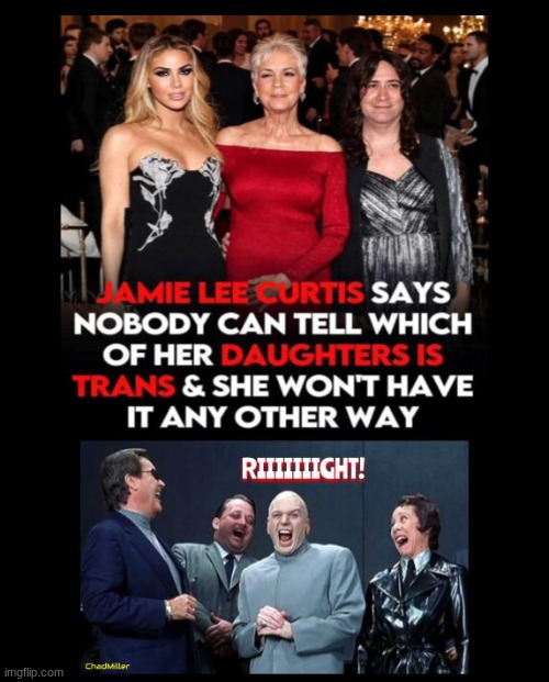 Sure we can't. It's like Adams apples from oranges. | image tagged in jamie lee curtis,transgender,politics,political,democrats | made w/ Imgflip meme maker