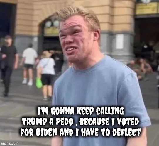 Liberals these days | I'm gonna keep calling Trump a Pedo , because I voted for Biden and I have to deflect | image tagged in creepy irwin,stupid liberals,embarrassed,no too stupid,creepy uncle joe,he's the one | made w/ Imgflip meme maker