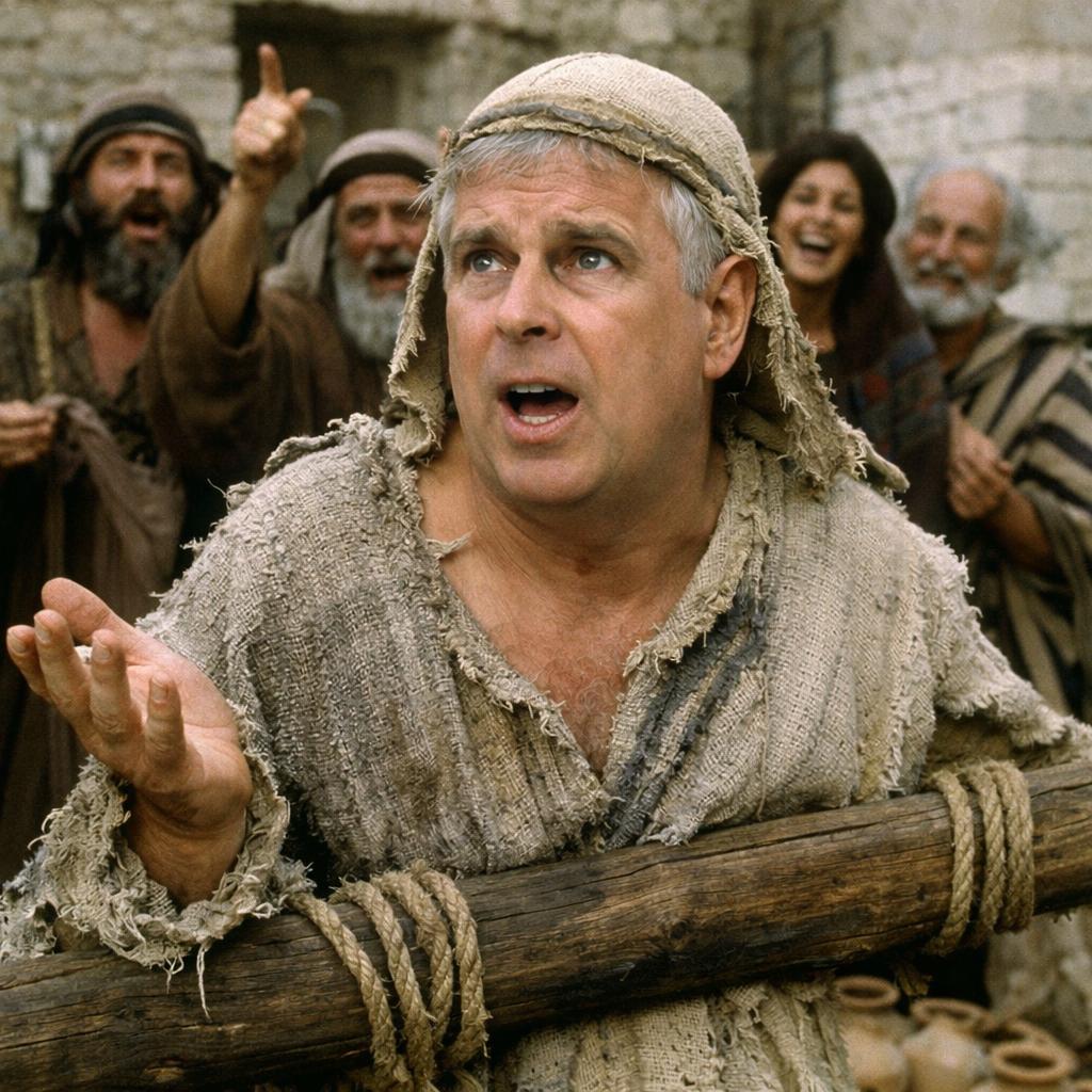 Prince Andrew like Brian in monty python Blank Meme Template