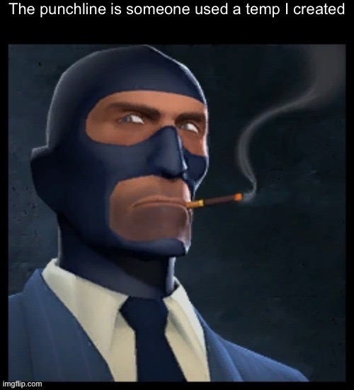the punchline is (blank) | The punchline is someone used a temp I created | image tagged in the punchline is blank | made w/ Imgflip meme maker