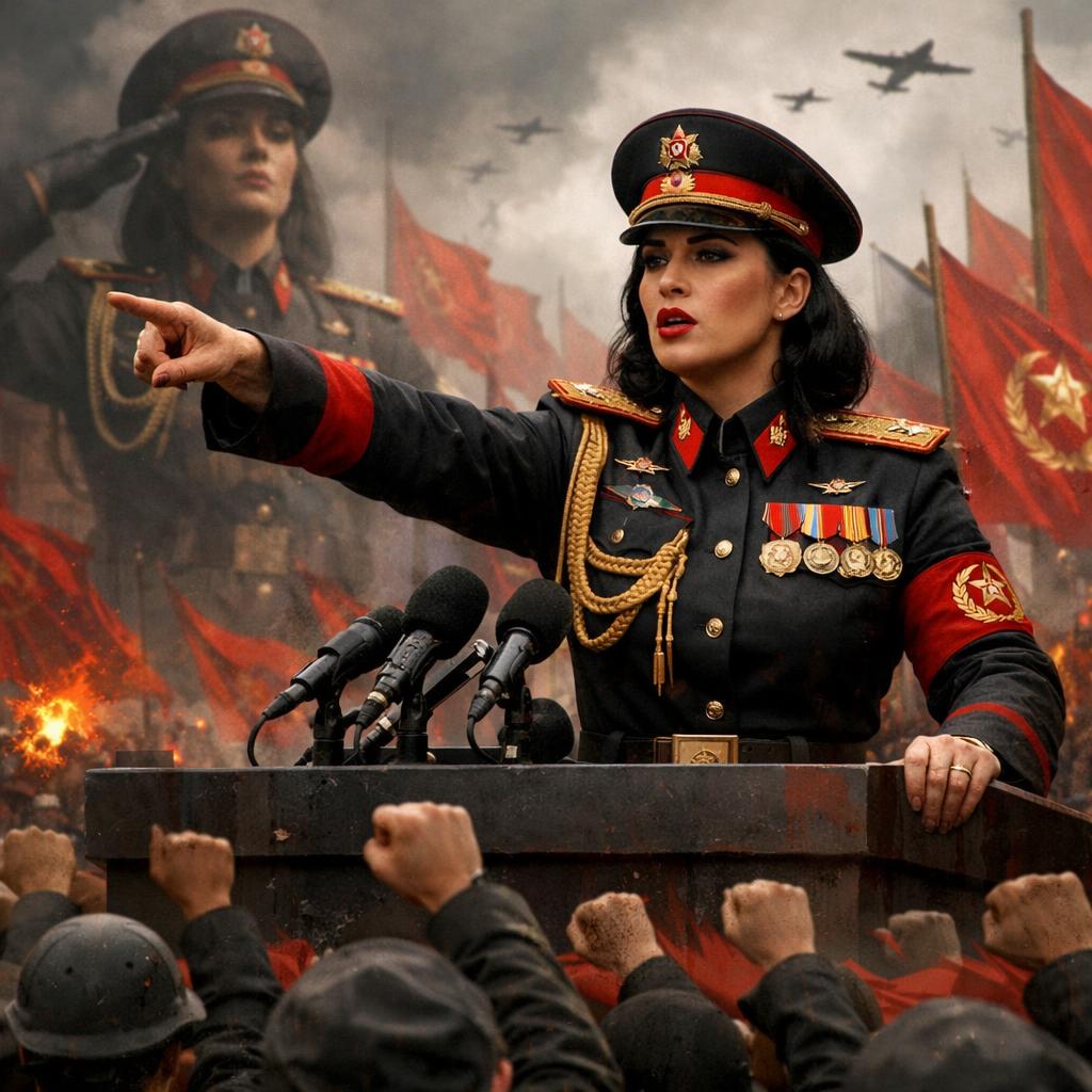 make a women dictator controlling his people Blank Meme Template