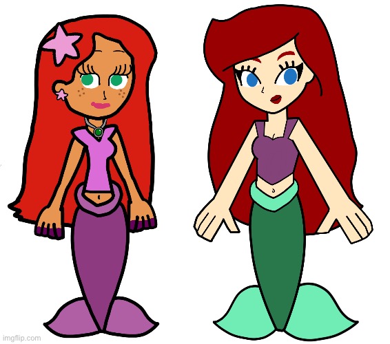 Juliette and Rochelle (Mermaid Forms) | image tagged in juliette blue,princess rochelle blue,hero 108,mermaid,princess,mermaid princess | made w/ Imgflip meme maker