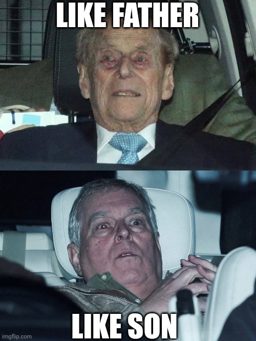 #Twinning | LIKE FATHER; LIKE SON | image tagged in prince andrew,jeffrey epstein,royal family,twins | made w/ Imgflip meme maker