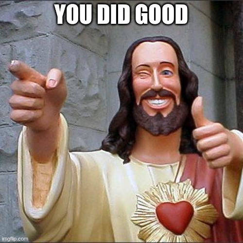 YOU DID GOOD | image tagged in memes,buddy christ | made w/ Imgflip meme maker