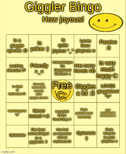 Giggler Bingo | image tagged in giggler bingo | made w/ Imgflip meme maker
