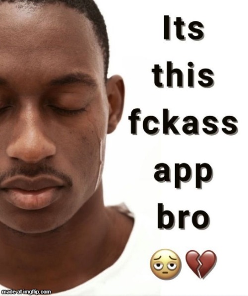 this fuckass app bro | image tagged in this fuckass app bro | made w/ Imgflip meme maker