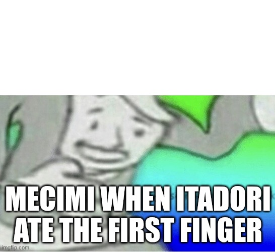 Excuse me wtf blank template | MECIMI WHEN ITADORI ATE THE FIRST FINGER | image tagged in excuse me wtf blank template | made w/ Imgflip meme maker