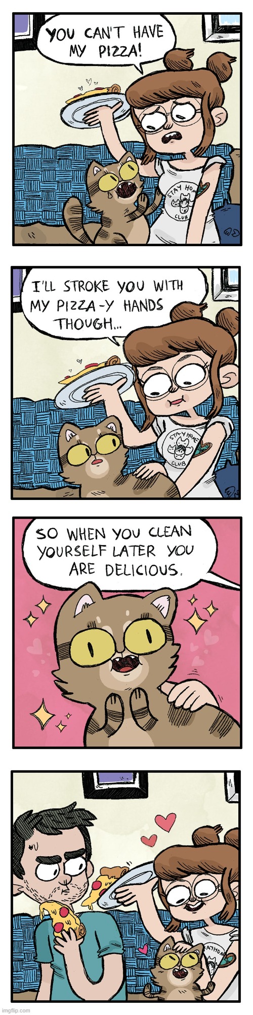 image tagged in cat,pizza,stroke,clean,delicious,haha | made w/ Imgflip meme maker