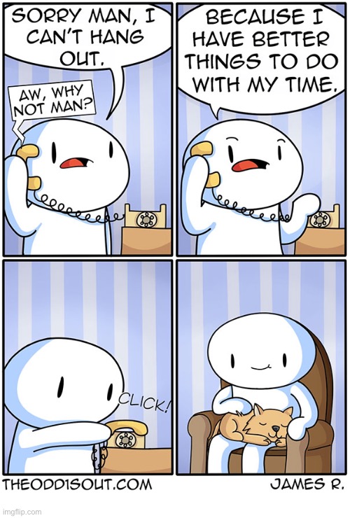 The Odd 1s Out | image tagged in comics,the odd 1s out,cats,better things to do,i cant hang out,petting my cat | made w/ Imgflip meme maker