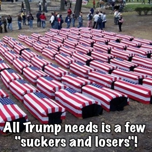 patriotism | All Trump needs is a few 
"suckers and losers"! | image tagged in patriotism | made w/ Imgflip meme maker