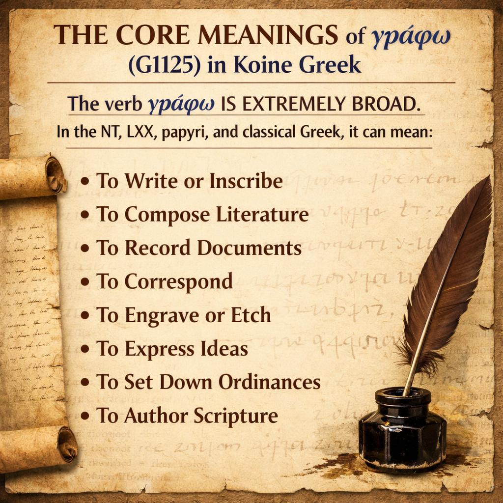 THE CORE MEANINGS of γράφω (G1125) in Koine Greek The verb γράφω Blank Meme Template