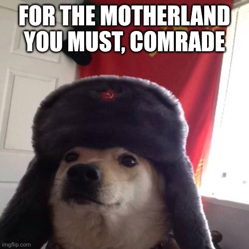 for motherland | FOR THE MOTHERLAND YOU MUST, COMRADE | image tagged in for motherland | made w/ Imgflip meme maker