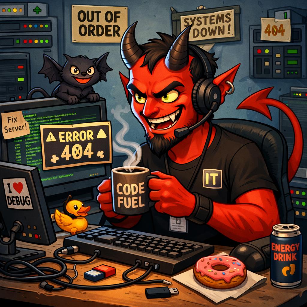 A Demon working in IT Blank Meme Template