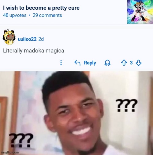 image tagged in memes,precure,reddit,puella magi madoka magica | made w/ Imgflip meme maker