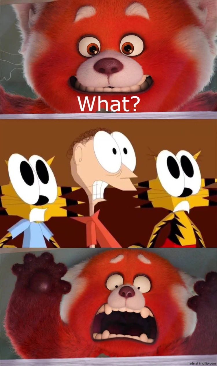 Matthew and Timmy, Tanya meet mei lee? | image tagged in who screams at mei lee,deviantart,crossover,disney,pixar,turning red | made w/ Imgflip meme maker