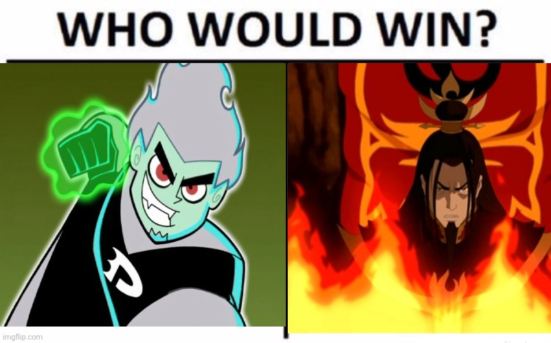 Who would win Phantom or Ozai | image tagged in memes,who would win,danny phantom,avatar the last airbender,nickelodeon | made w/ Imgflip meme maker