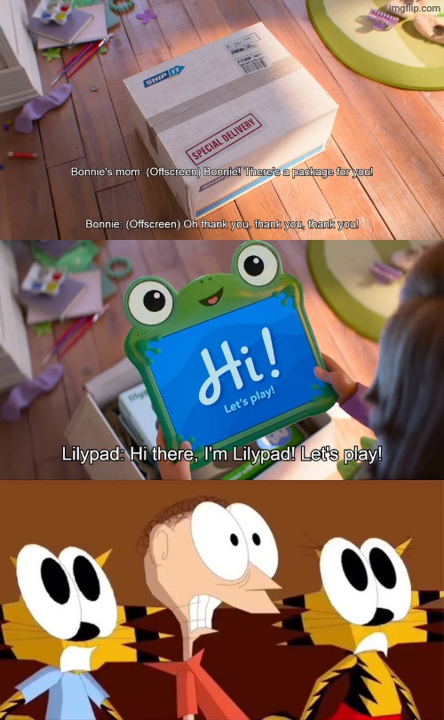 Matthew and Timmy, Tanya reacts to Bonnie gets Lilypad? | image tagged in who reacts to bonnie gets lilypad,deviantart,crossover,disney,pixar,toy story | made w/ Imgflip meme maker