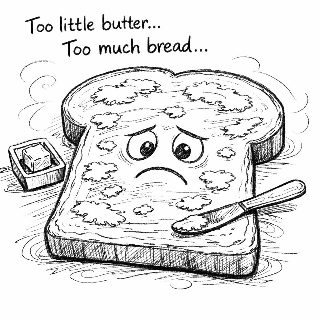 Too little butter spread across too much bread Blank Meme Template