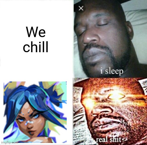 Sleeping Shaq Meme | We chill | image tagged in memes,sleeping shaq | made w/ Imgflip meme maker