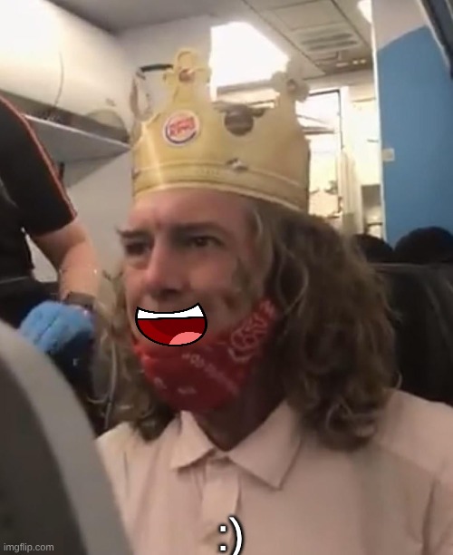 Burger King Crown Airplane | :) | image tagged in burger king crown airplane | made w/ Imgflip meme maker