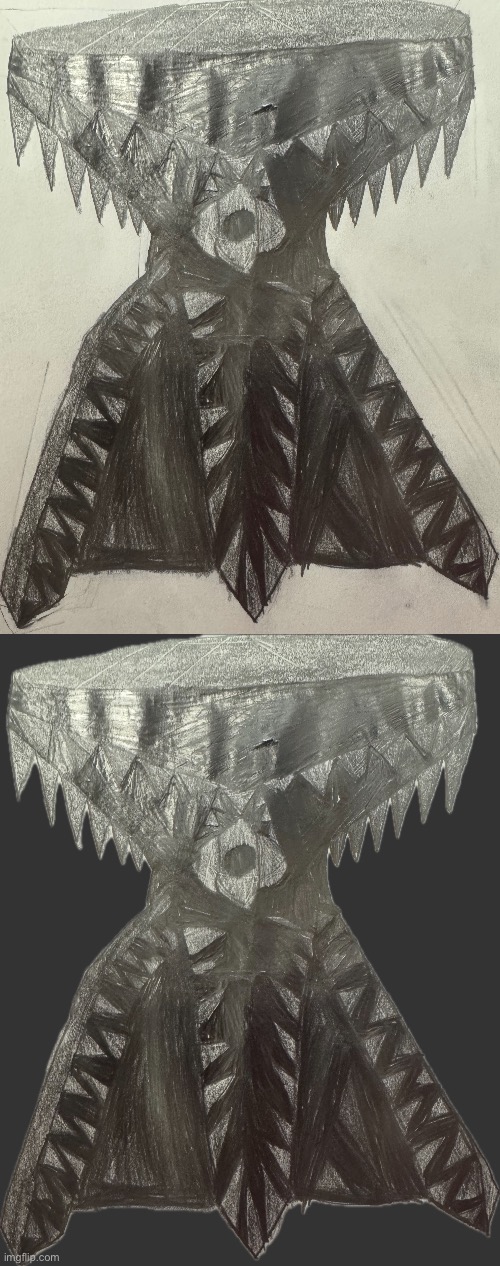 First art after 5+ months of art block: Creature design of a front view open mouth | made w/ Imgflip meme maker