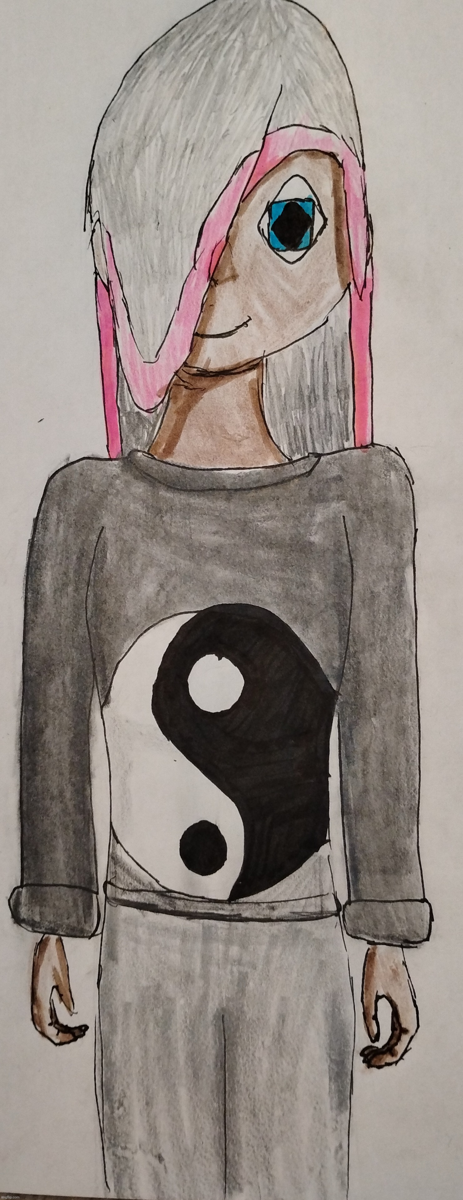 Yet another yang | image tagged in drawing,yang,re-redraw,tag | made w/ Imgflip meme maker