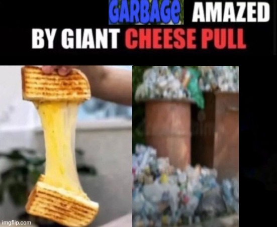 Garbage | image tagged in x amazed by giant cheese pull,garbage | made w/ Imgflip meme maker