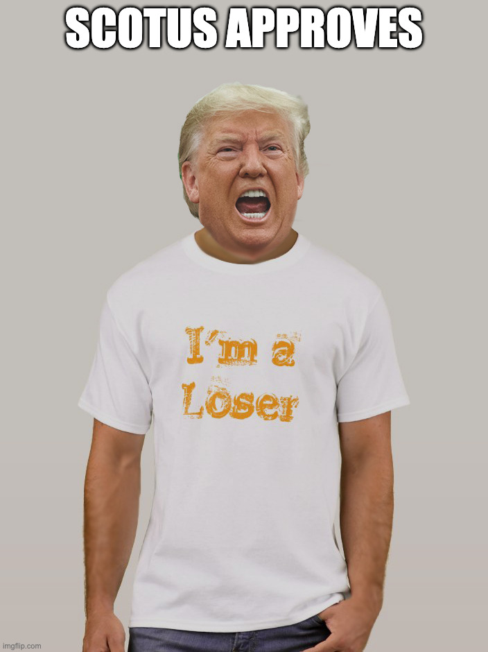 SCOTUS calls out POTUS | SCOTUS APPROVES | image tagged in trump loser,illegal tariffs | made w/ Imgflip meme maker