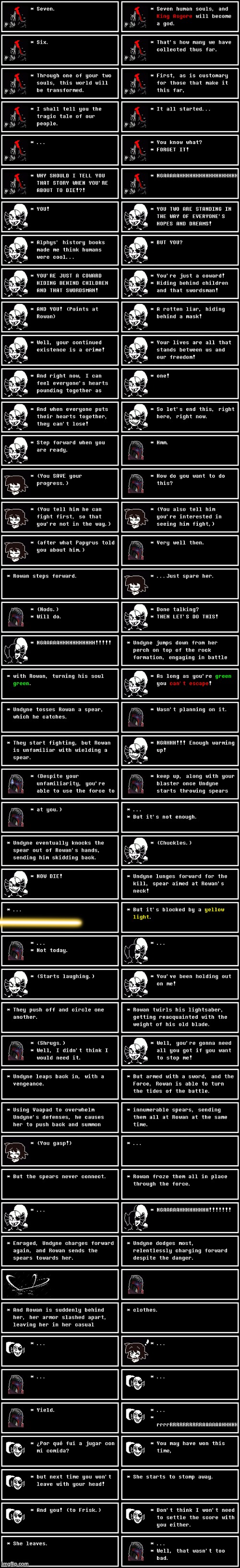 Episode 10: VS Undyne | image tagged in star wars,tales of the underground,rowan malachi,save was supposed to be yellow but oh well | made w/ Imgflip meme maker