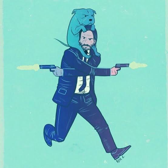 John Wick and dog Blank Meme Template